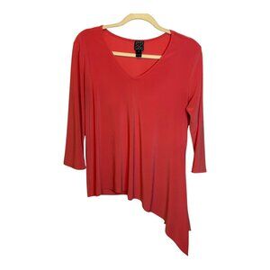 Clara Sun Woo Blouse Women's Size Medium Tunic Asymmetrical Office Pink‎